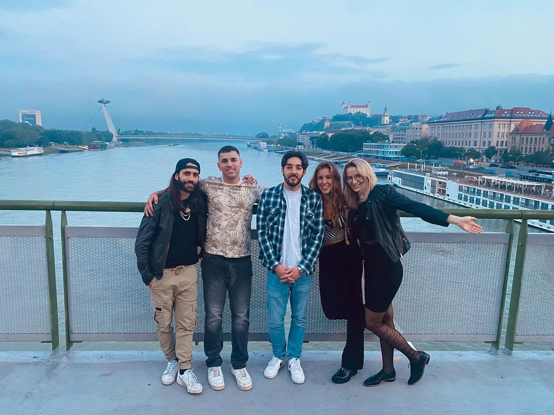 Group at Bratislava UFO bridge